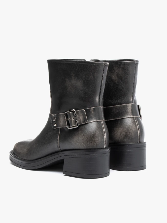Schwarz-graue Biker-Stiefeletten